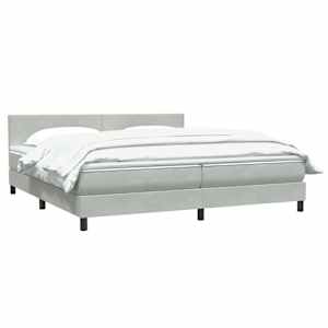Box spring postel s matrací světle šedá 200x220 cm samet - obrázek 10