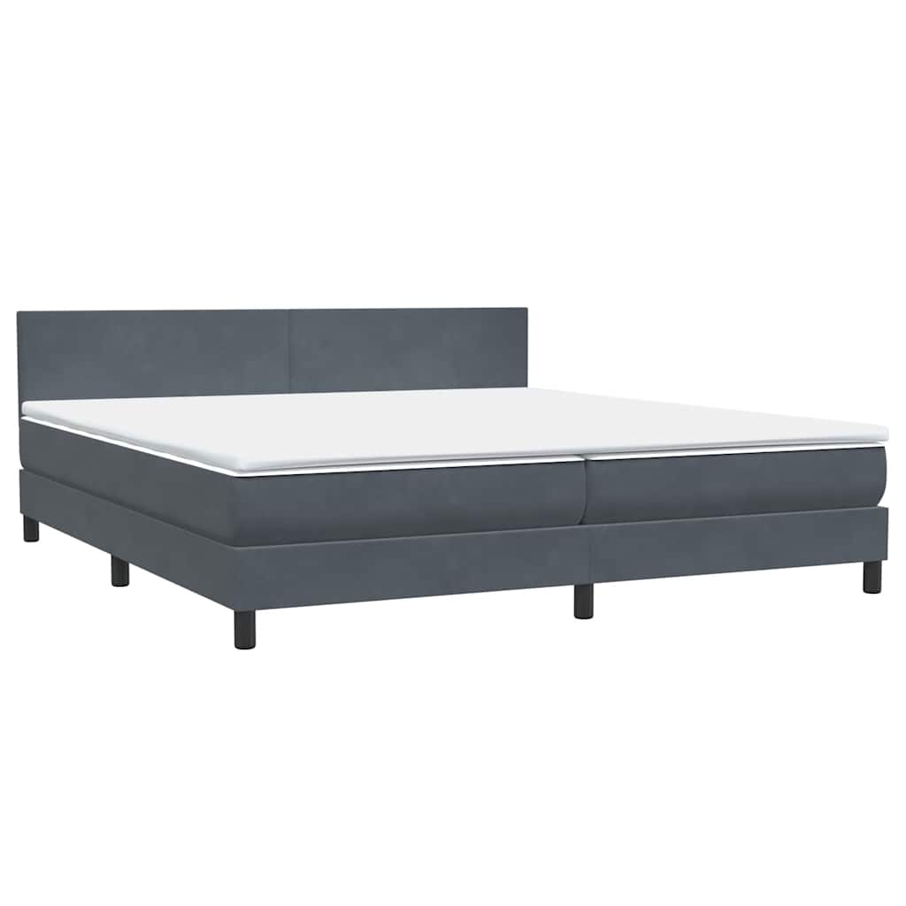 vidaXL Box Spring postelja z vzmetnico Temno siva 200x220 cm žametna