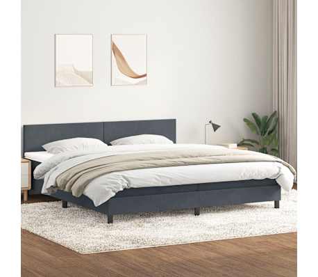 vidaXL Box spring postel s matrac&iacute; tmavě &scaron;ed&aacute; 200x220 cm samet
