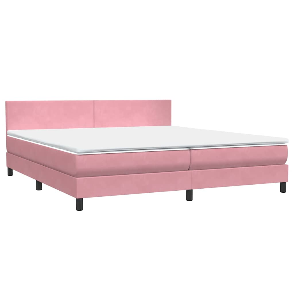 vidaXL Box Spring postelja z vzmetnico Pink 200x220 cm žamet