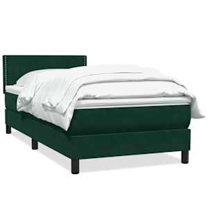 Box spring postel s matrací tmavě zelená 90x210 cm samet - obrázek 2