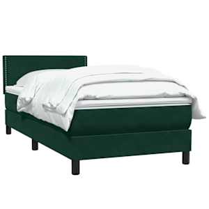 Box spring postel s matrací tmavě zelená 90x210 cm samet - obrázek 3