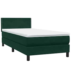 Box spring postel s matrací tmavě zelená 90x210 cm samet - obrázek 4
