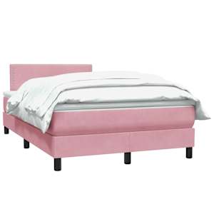 Box spring postel s matrací růžová 120x210 cm samet - obrázek 3
