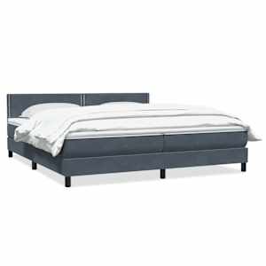 Box spring postel s matrací tmavě šedá 200x210 cm samet - obrázek 2