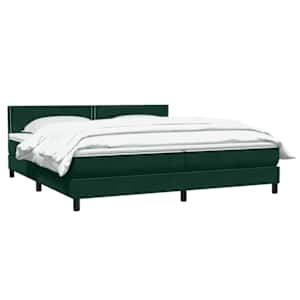 Box spring postel s matrací tmavě zelená 200x210 cm samet - obrázek 3