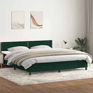 Box spring postel s matrací tmavě zelená 200x210 cm samet - obrázek 1