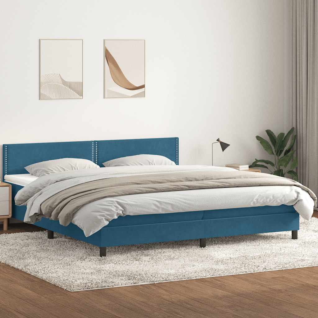 vidaXL Boxspringbett mit Matratze Dunkelblau 200x210 cm Samt