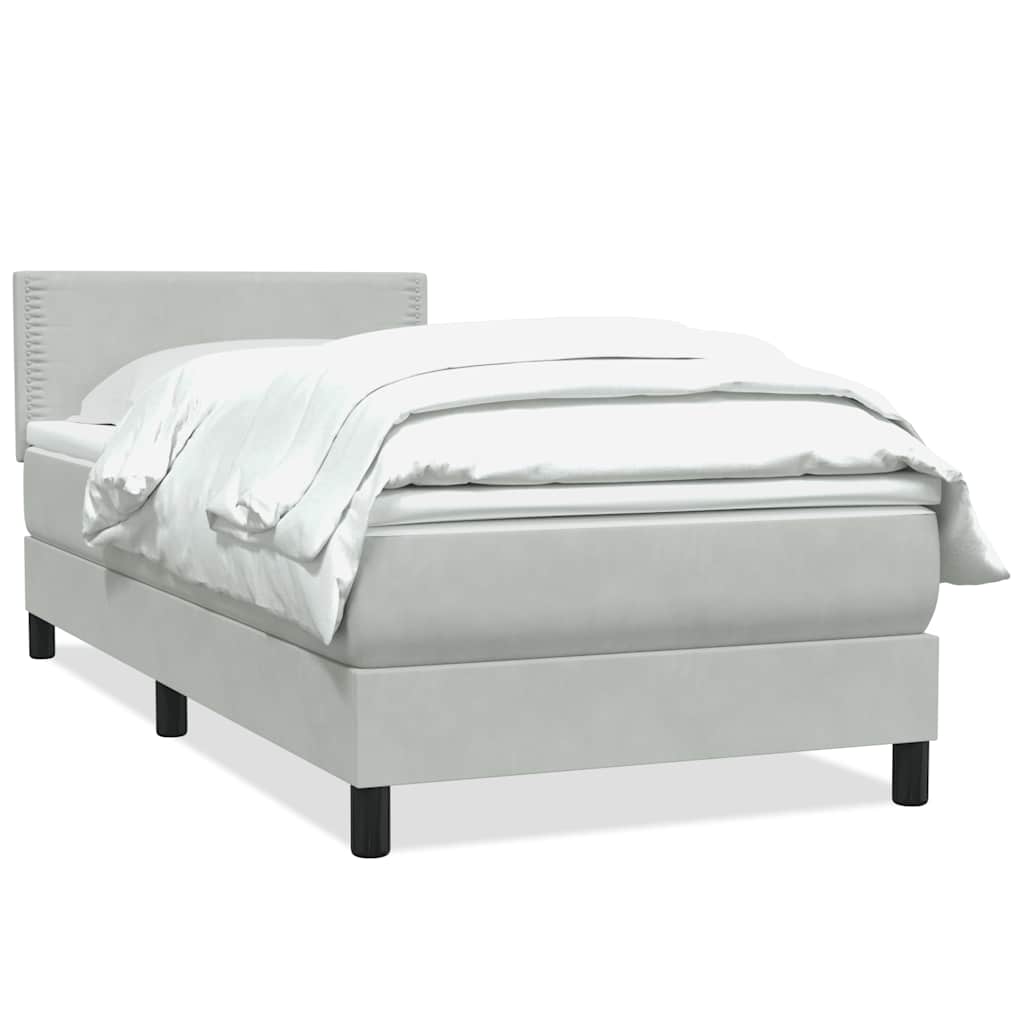 Thumbnail - vidaXL Boxspringbett mit Matratze Hellgrau 80x220 cm Samt