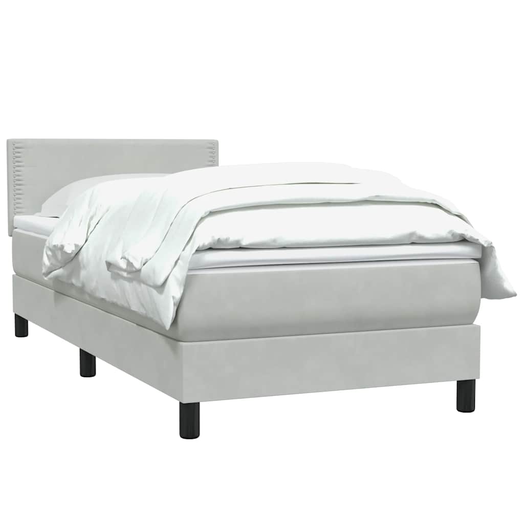 Thumbnail - vidaXL Boxspringbett mit Matratze Hellgrau 80x220 cm Samt