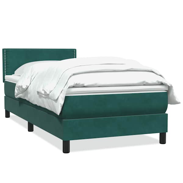 vidaXL Box Vedruvoodi madratsiga Tumeroheline 80x220 cm samet