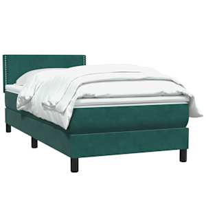 Box spring postel s matrací tmavě zelená 90x220 cm samet - obrázek 3