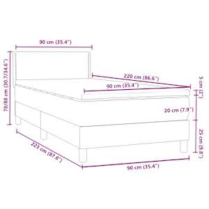 Box spring postel s matrací tmavě zelená 90x220 cm samet - obrázek 12