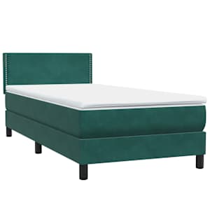 Box spring postel s matrací tmavě zelená 90x220 cm samet - obrázek 4