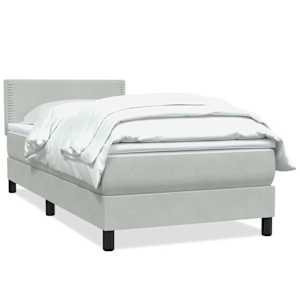 Box spring postel s matrací světle šedá 100x220 cm samet - obrázek 2