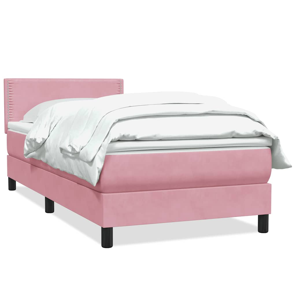 vidaXL Box Spring postelja z vzmetnico Pink 100x220 cm Velvet