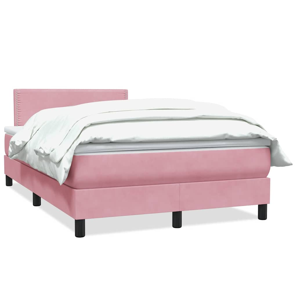 vidaXL Box Spring postelja z vzmetnico Pink 120x220 cm Velvet