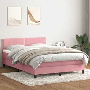 Box spring postelja z vzmetnico roza 160x220 cm žamet
