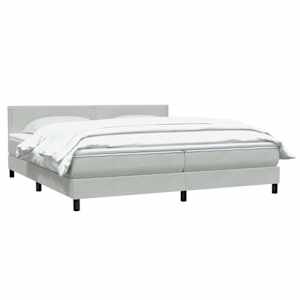 Box spring postel s matrací světle šedá 180x220 cm samet - obrázek 3