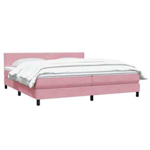 Box spring postel s matrací černá 180x220 cm Růžový - obrázek 3