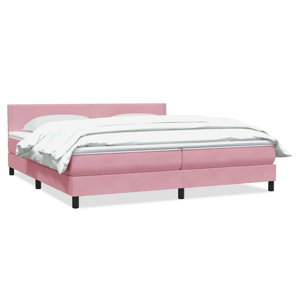 vidaXL Box Spring postelja z vzmetnico Pink 200x220 cm žamet