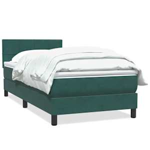 Box spring postel s matrací tmavě zelená 80x210 cm samet - obrázek 2