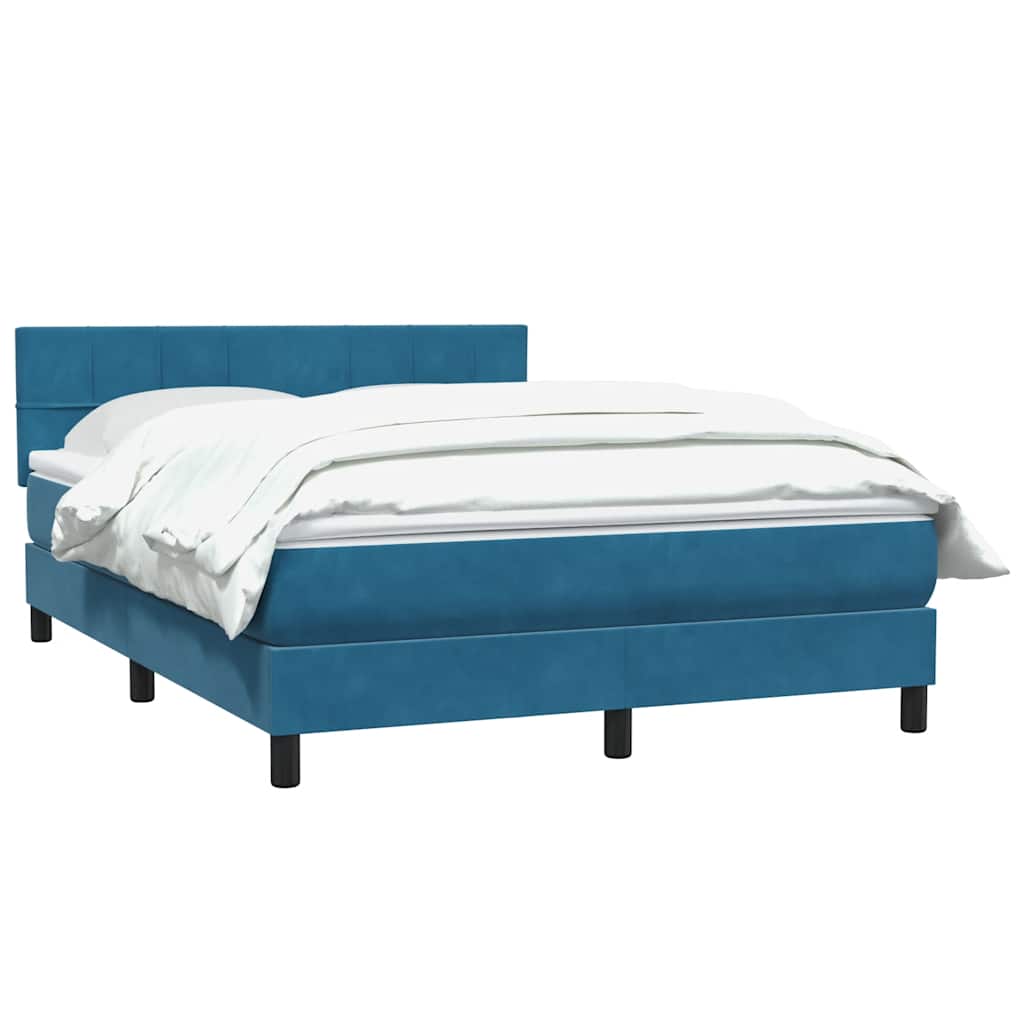 Thumbnail - vidaXL Boxspringbett mit Matratze Dunkelblau 140x210 cm Samt