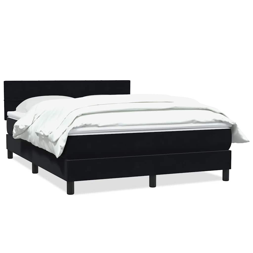vidaXL Boxspring met matras fluweel zwart 160x210 cm, foto 3
