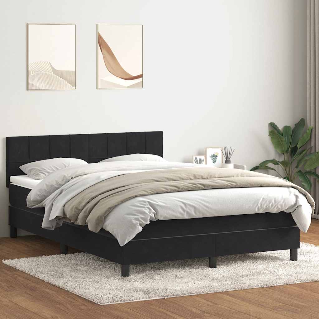 vidaXL Boxspringbett mit Matratze Schwarz 160x210 cm Samt