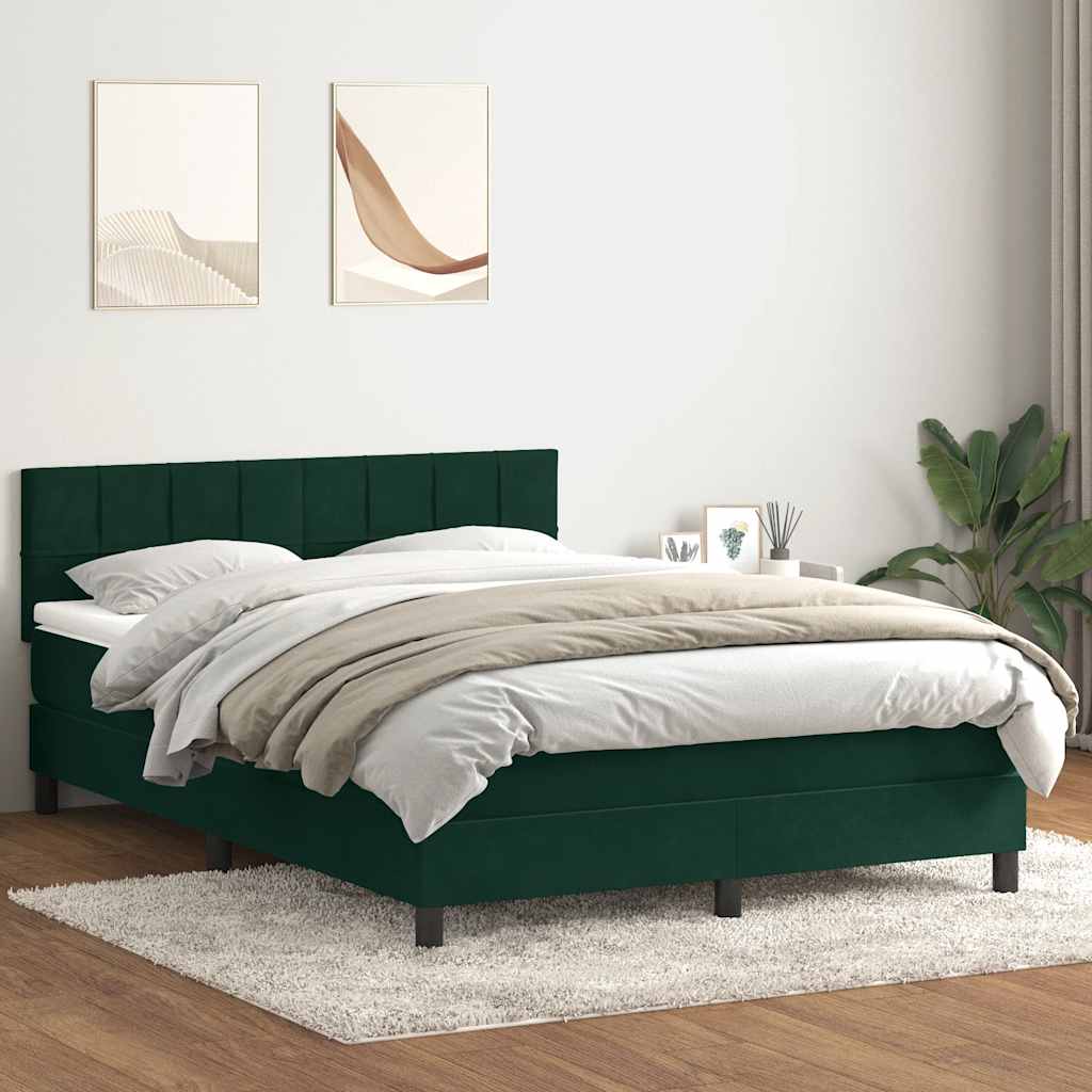 vidaXL Boxspringbett mit Matratze Dunkelgrün 160x210 cm Samt