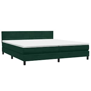 Box spring postel s matrací tmavě zelená 200x210 cm samet - obrázek 4