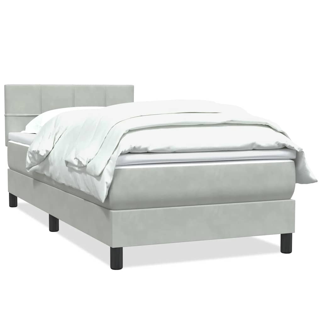 Thumbnail - vidaXL Boxspringbett mit Matratze Hellgrau 80x220 cm Samt