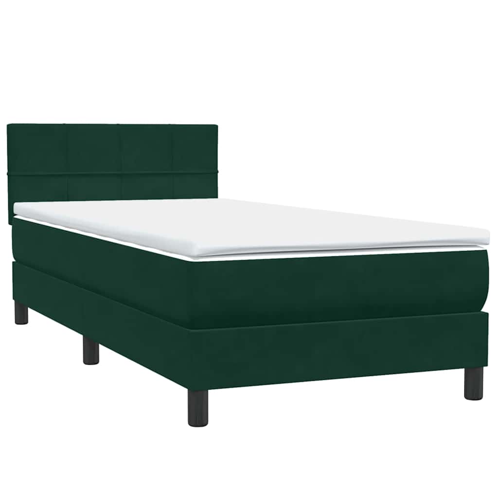 vidaXL Boxspring met matras fluweel donkergroen 80x220 cm groen, foto 4