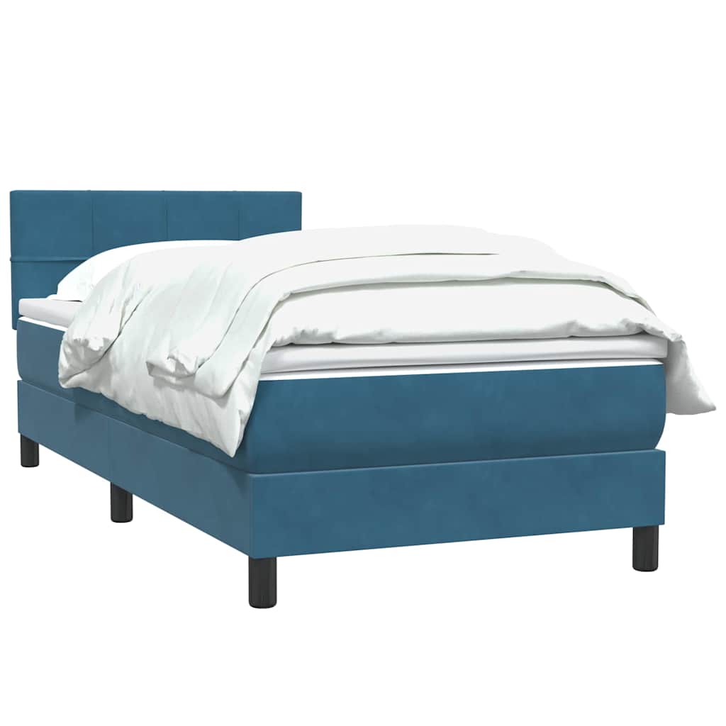 vidaXL Boxspring met matras fluweel donkerblauw 80x220 cm afbeelding