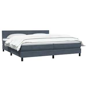 vidaXL Sommier &agrave; lattes de lit et matelas gris fonc&eacute; 200x220cm velours