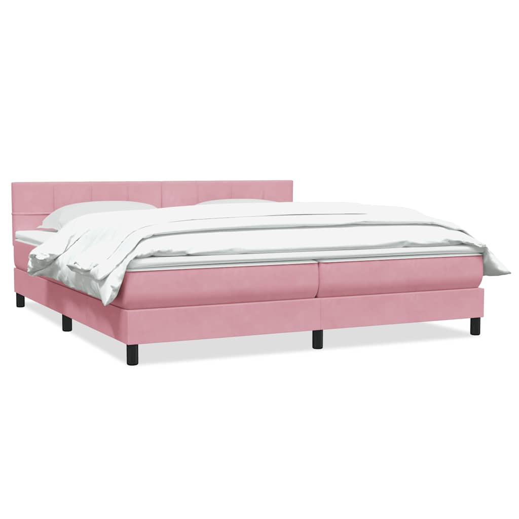 vidaXL Box Spring postelja z vzmetnico Pink 200x220 cm žamet