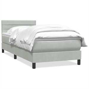 vidaXL Box Vedruvoodi madratsiga Helehall 80x210 cm samet