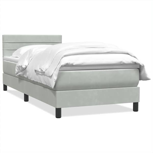 vidaXL Box Vedruvoodi madratsiga Helehall 80x210 cm samet