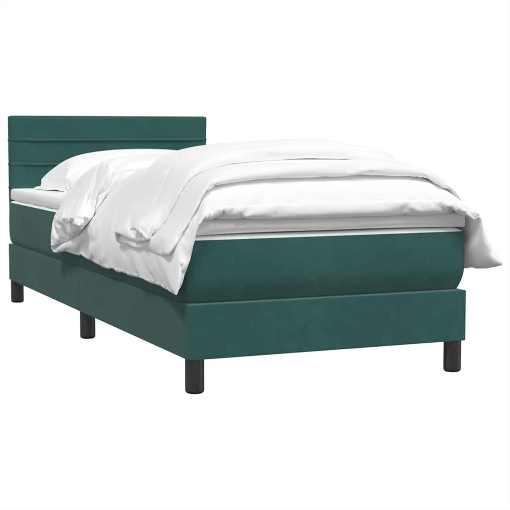 Thumbnail - vidaXL Boxspringbett mit Matratze Dunkelgrün 80x210 cm Samt