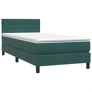 Box spring postel s matrací tmavě zelená 80x210 cm samet - obrázek 4