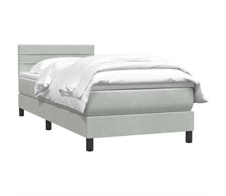 vidaXL Cama box spring con colch&oacute;n terciopelo gris claro 90x210 cm