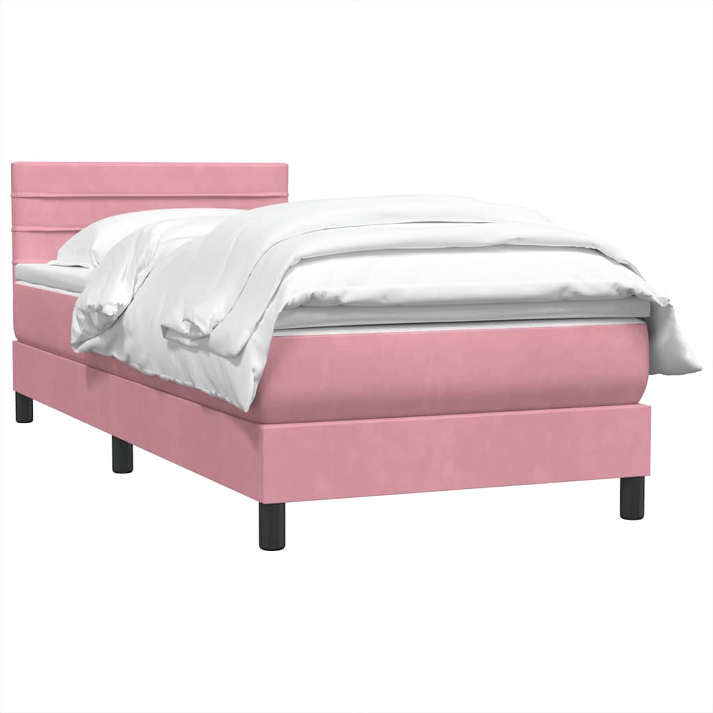 Thumbnail - vidaXL Boxspringbett mit Matratze Rosa 90x210 cm Samt