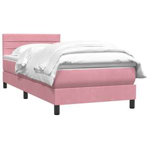 Box spring postel s matrací růžová 100x210 cm samet - obrázek 3