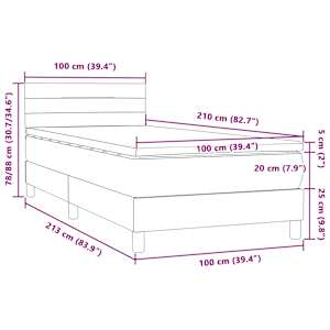 Box spring postel s matrací růžová 100x210 cm samet - obrázek 12