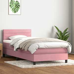 Box spring postel s matrací růžová 100x210 cm samet