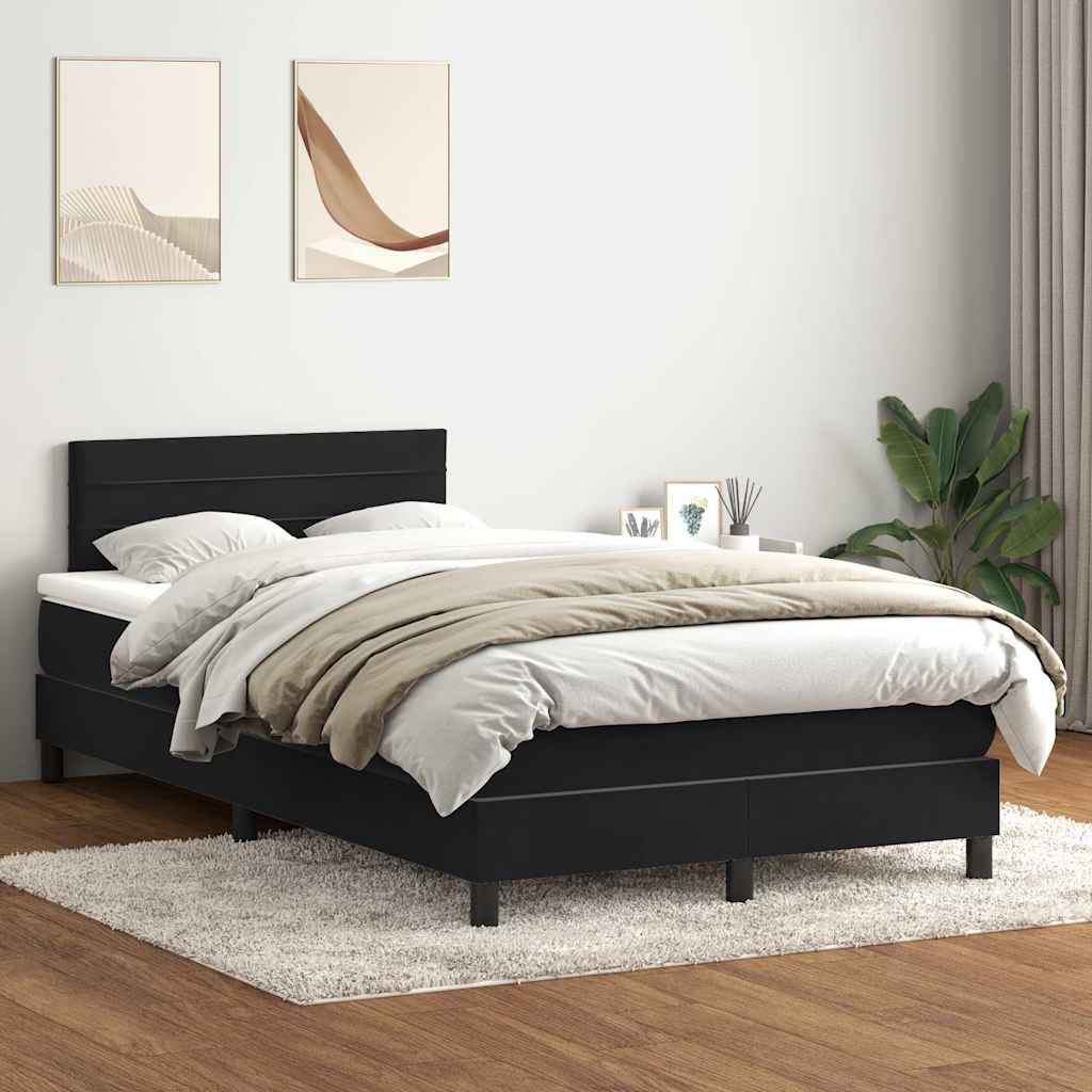 vidaXL Boxspringbett mit Matratze Schwarz 120x210 cm Samt