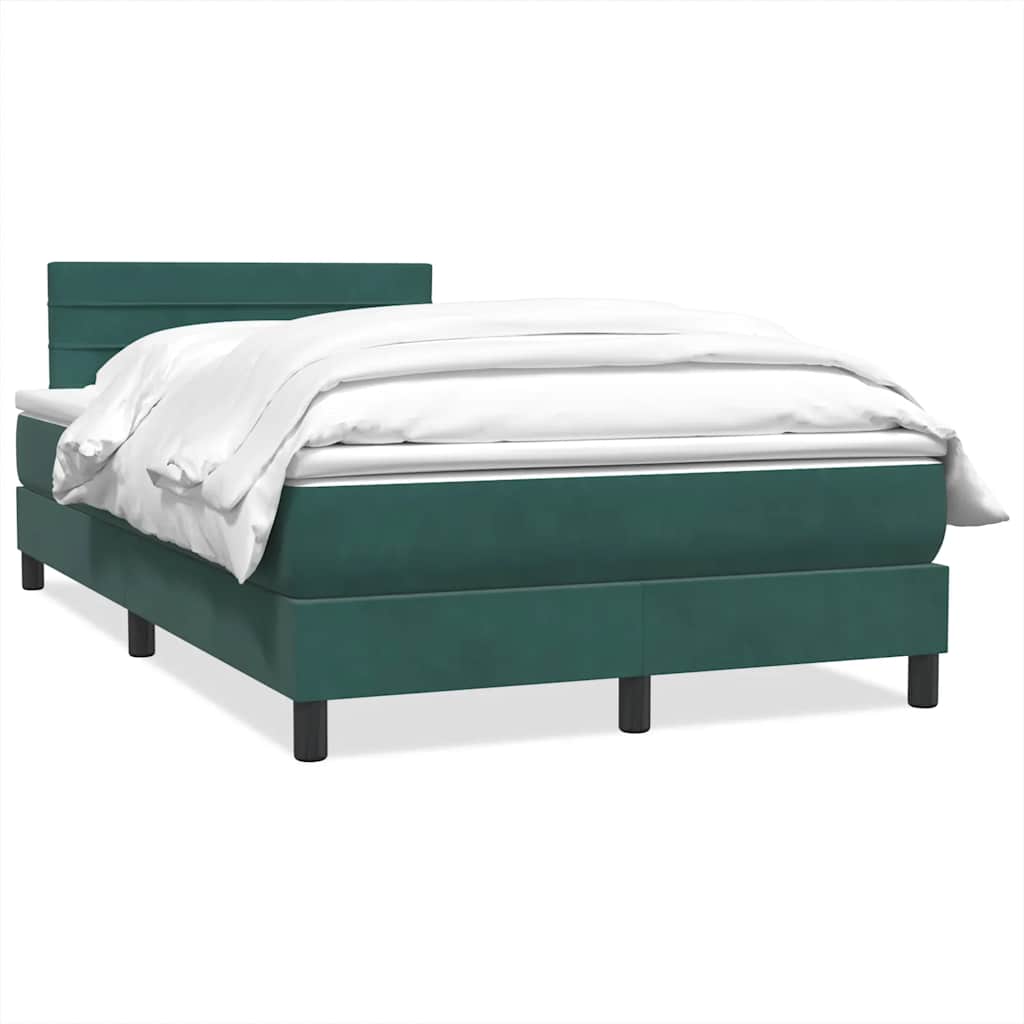 Thumbnail - vidaXL Boxspringbett mit Matratze Dunkelgrün 120x210 cm Samt