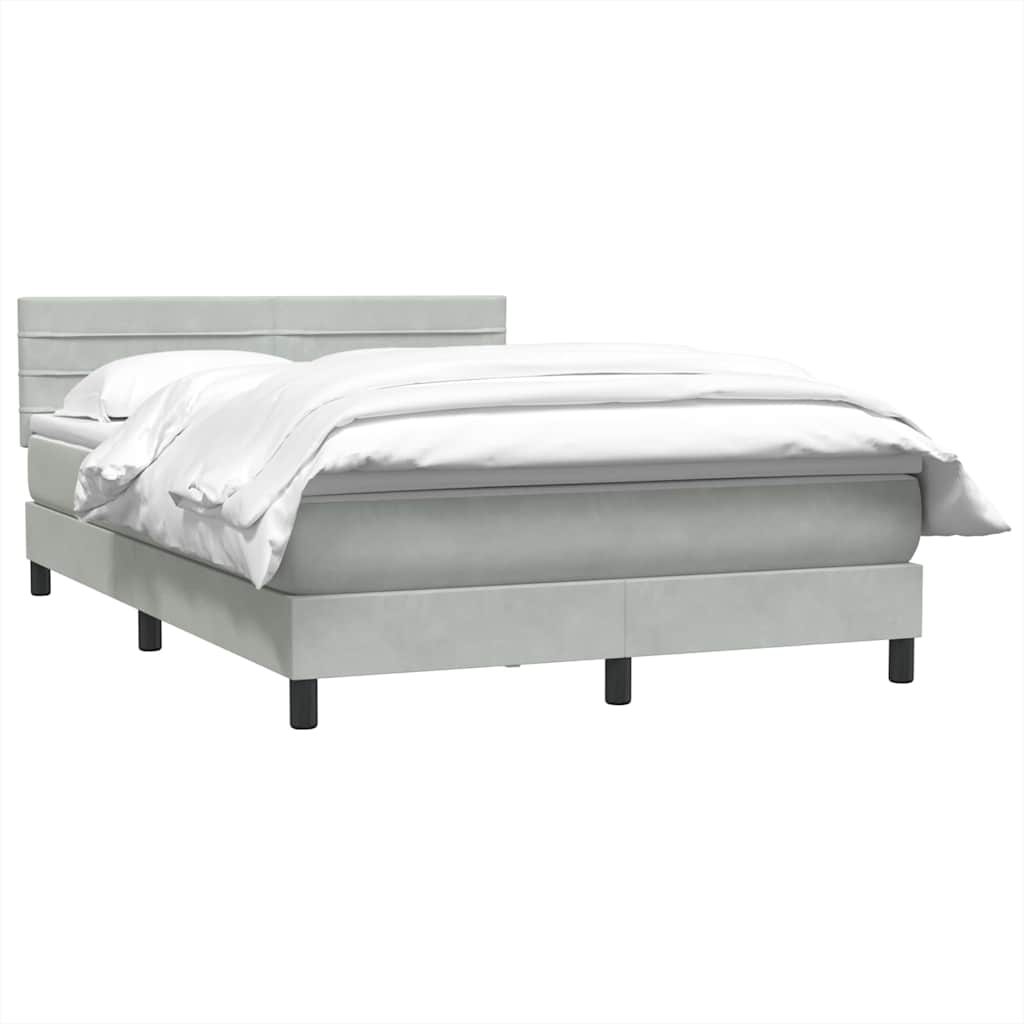 Thumbnail - vidaXL Boxspringbett mit Matratze Hellgrau 140x210 cm Samt