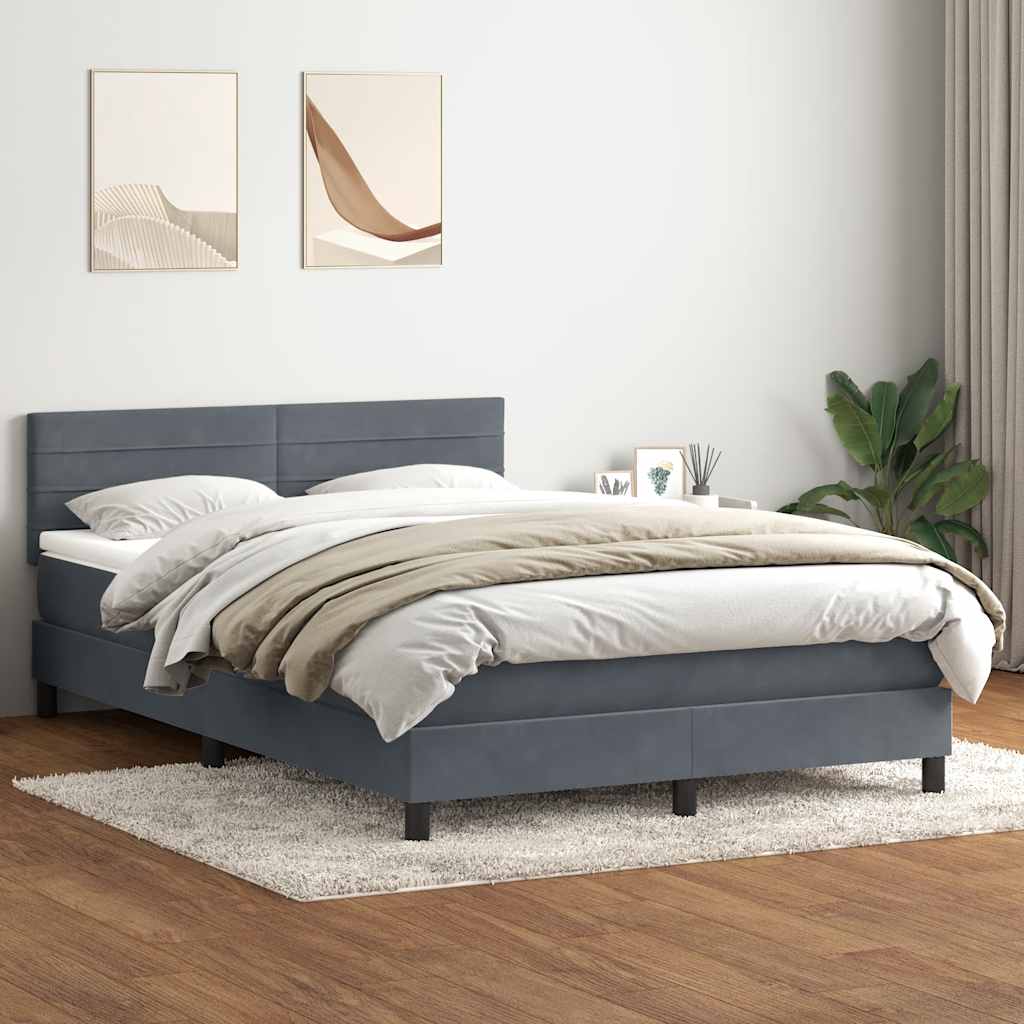 Box spring postel s matrací tmavě šedá 140x210 cm samet