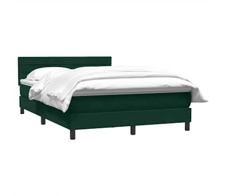 vidaXL Pat box spring cu saltea, verde &icirc;nchis, 160x210 cm, catifea